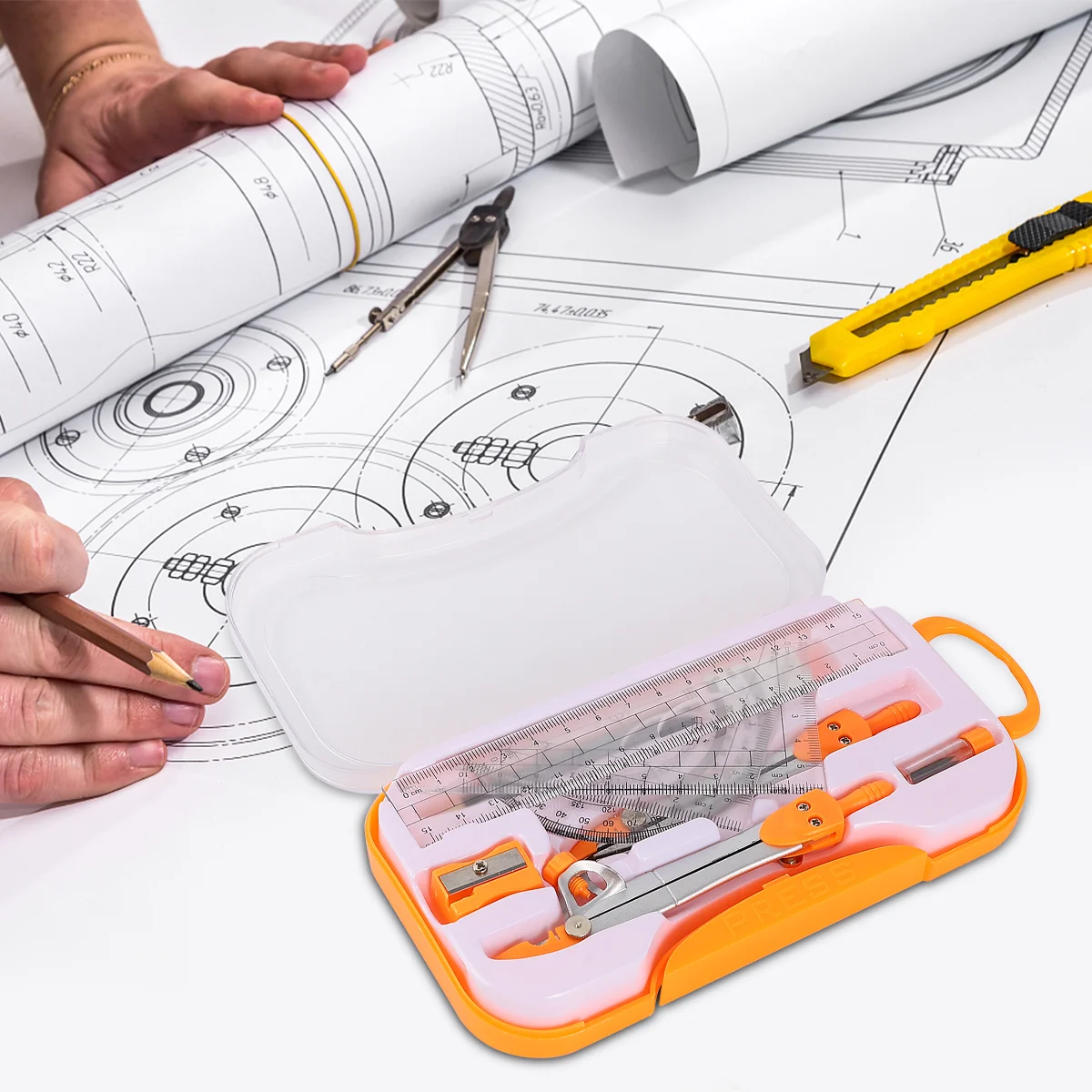 

Compasses Drawing Set of Ten Multiple Jobs at Once Metal Math Sets Ruler Tool Plastic Geometry Kit Teaching Students'