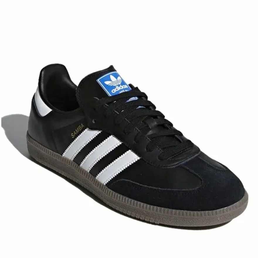 حذاء رياضي عصري من adidas Originals SAMBA OG غير قابل للانزلاق ومتعدد الاستخدامات ومنخفض الارتفاع للجنسين باللونين الأبيض والأسود
