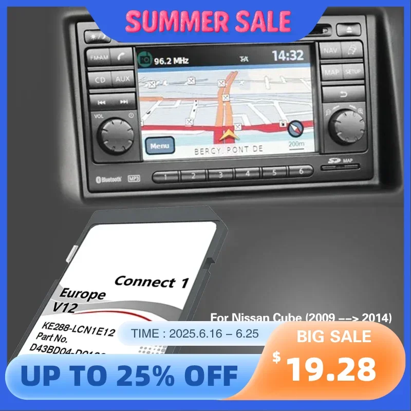 

for Nissan Cube 2009 2014 Germany Croatia Car Map SD C1V12 Navigation Card