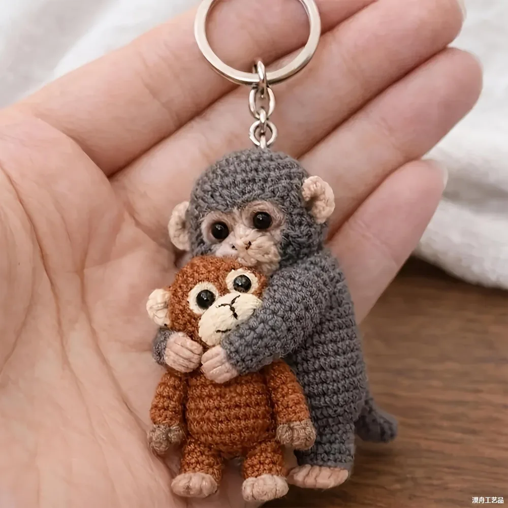 2D Flat Embrace Monkey Acrylic Pendant Decorations Keychian Couple Backpack Jewelry Accessories Gift Suitable for Holiday Gift