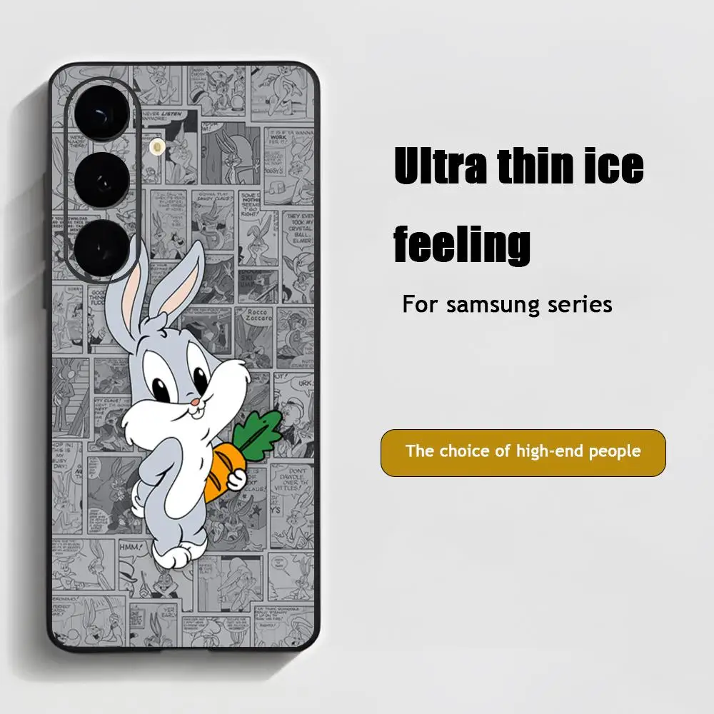 R-Rabbit D-DucK Cartoon Phone Case For Samsung Galaxy S25 S24 S23 S22 S21 S20 Plus Ultra Note20 Soft Black