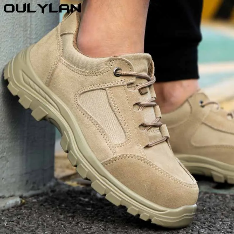 

Oulylan Men Comfortable Anti-smashing Outdoor Work Shoes Protect Safety Shoes Puncture Anti Slip Abrasion Resistant Lightweight