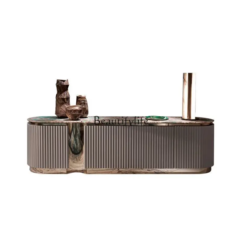 

*Italian light luxury TV cabinet, post-modern simple living room, high-end marble designer floor cabinet