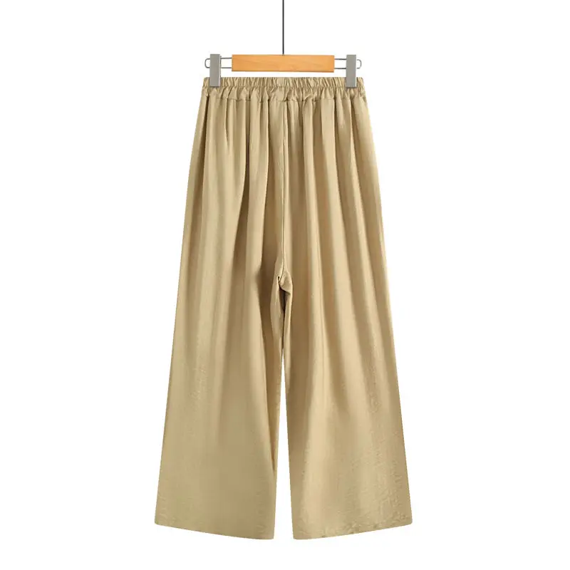 Modne, luźne, wysokiej talii, nowe letnie damskie, cienkie, elastyczne, swobodne i wszechstronne, jednokolorowe, dziewięciopunktowe spodnie