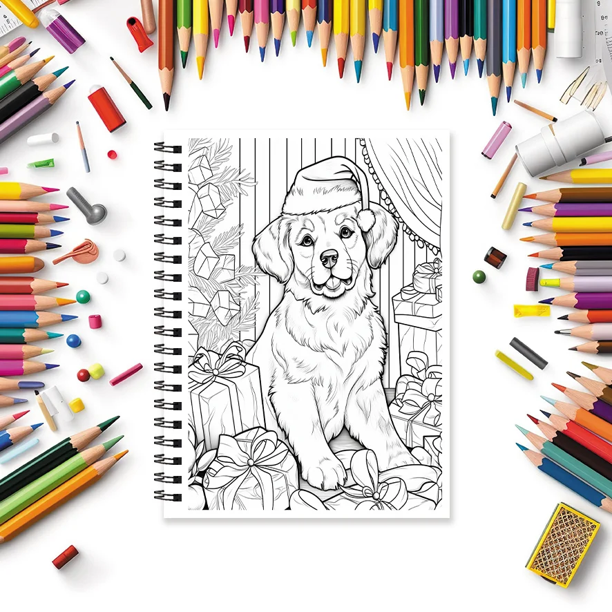 Coloring Book - 8.3 x 11.2 inches, 32 pages of cute animals - stress relief, holiday gift, back-to-school gift.