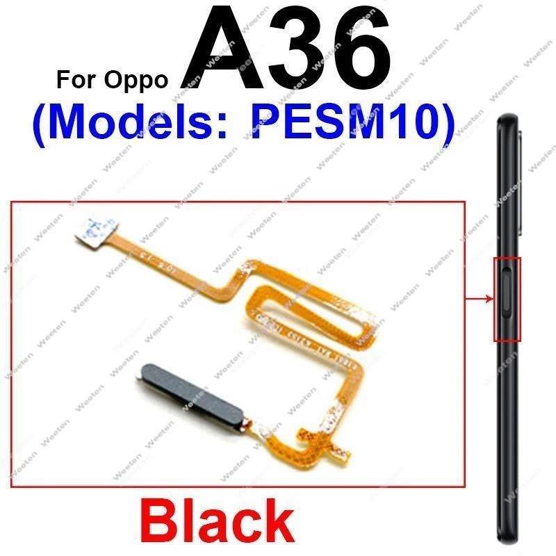 Fingerprint Sensor Flex Cable For OPPO A16 A16s A36 A52 A54 A54S 4G 5G Power Button Finger Print Touch Sensing Flex Ribbon Parts