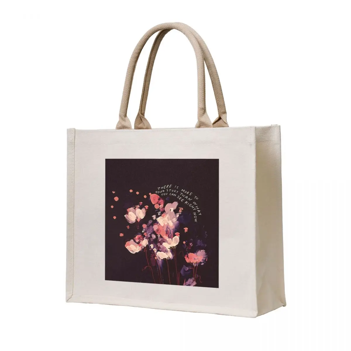 

There is more to your story - inspirational quote and dark floral abstract pink and purple flowers by Morgan Harper Nic Tote Bag
