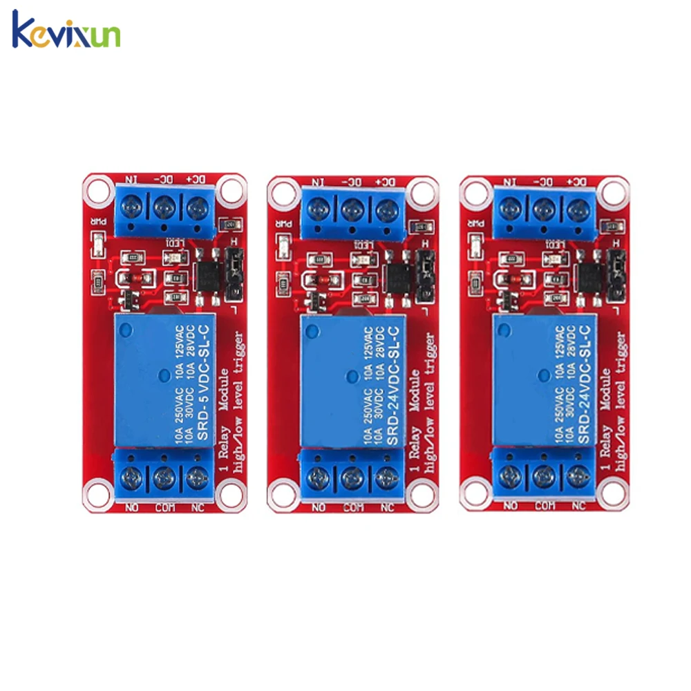 10/5Pcs Relay Module 1 Channel 5V 12V 24V Board Shield With Optocoupler Isolation Support High and Low Level Trigger for Arduino