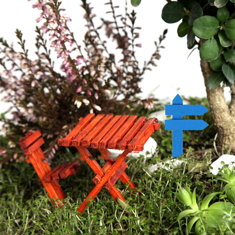 10pcs Colorful Wooden Fences Road Signs Microscopic Landscape Decoration Garden Ornaments Small Pet Hamster Cage For Landscaping