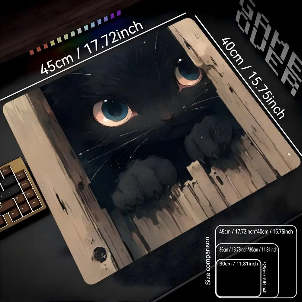 

1pc Hot Sell Cute Black Cat Mousepad Computer Desk Accessories Mat Table Keyboard Pad Laptop Cushion Non-slip Kawaii Deskpad Rug