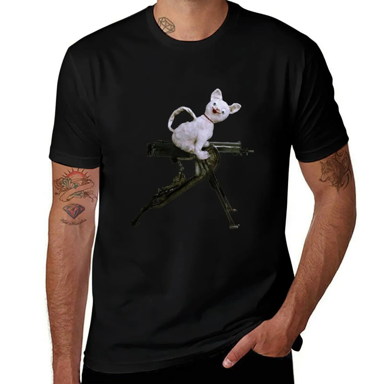 

Mortar Launcher Cat T-Shirt summer 2025 quick drying vintage cotton graphic tees t shirt men 100℅ cotton