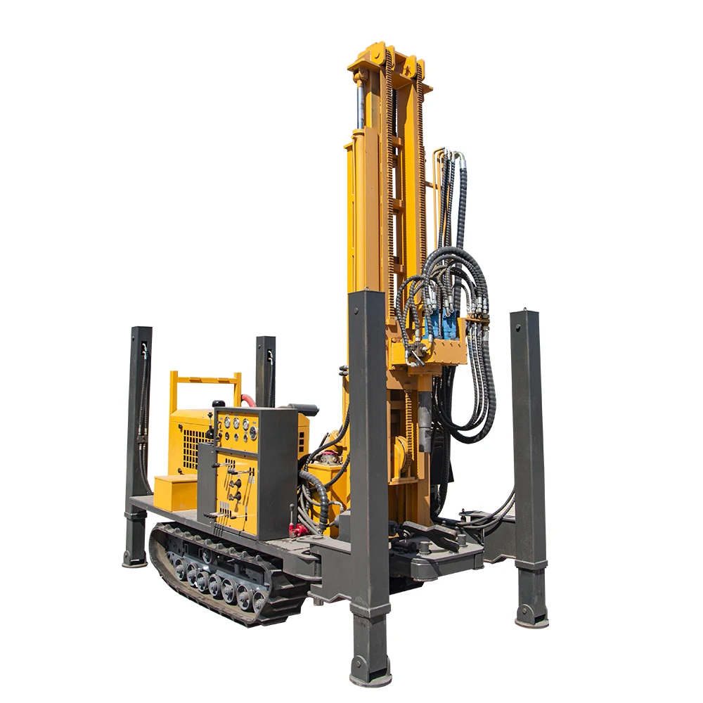 200m Deep Hole Crawler Water Well Drilling Rig With Mud Pump For Congo Chile Underground Borehole Machine Equipments