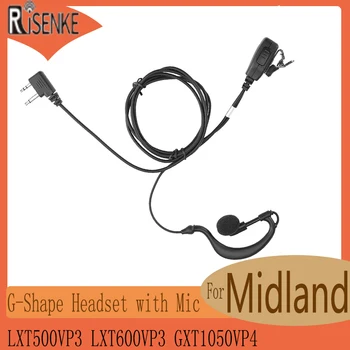 RISENKE-G-Shape Earpiece Headset with Mic, Compatible with Midland, LXT500VP3, LXT600VP3, GXT1050VP4, Radio Walkie Talkie