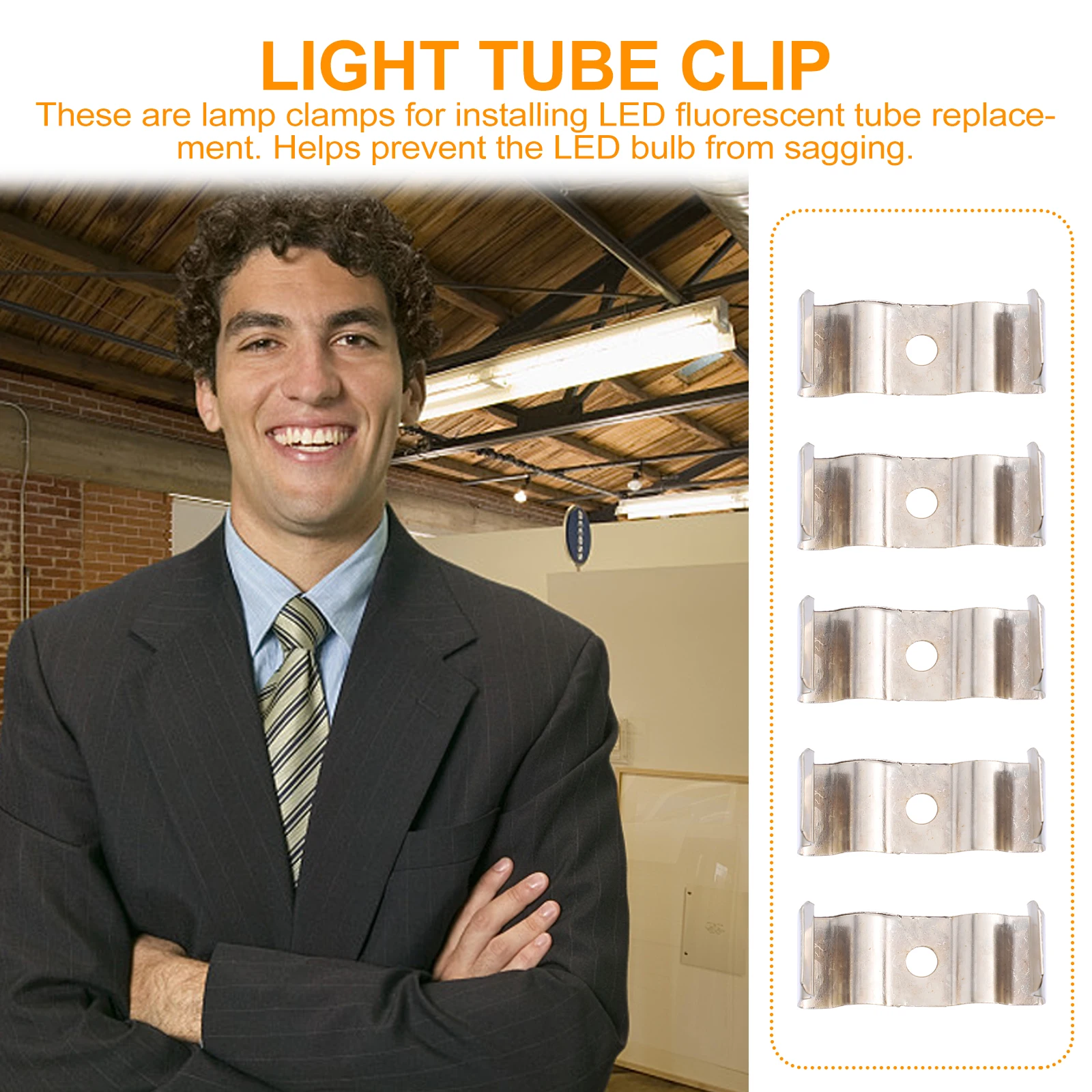

100 pcs LED Tube Clip Fluorescent Light Support Fluorescent Holder Bracket Support Mount Manganese