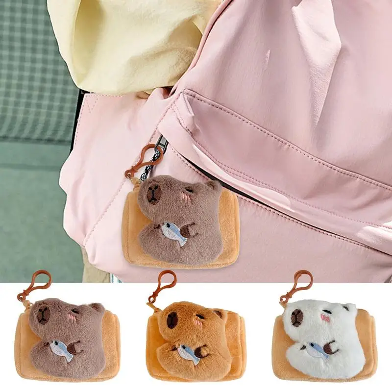 Adorable Capybara Stuffed Purse Stylish Animal Small Coin Bag Capybara Plush Casual Bag Hand Bag Coin Bag Keychain Key Ring