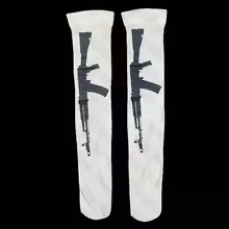 Y2K Weiße Graffiti-Punk-Print Overknee-Strümpfe Harajuku Kawaii Niedliche Cosplay Subkultur Sexy Lange Strümpfe
