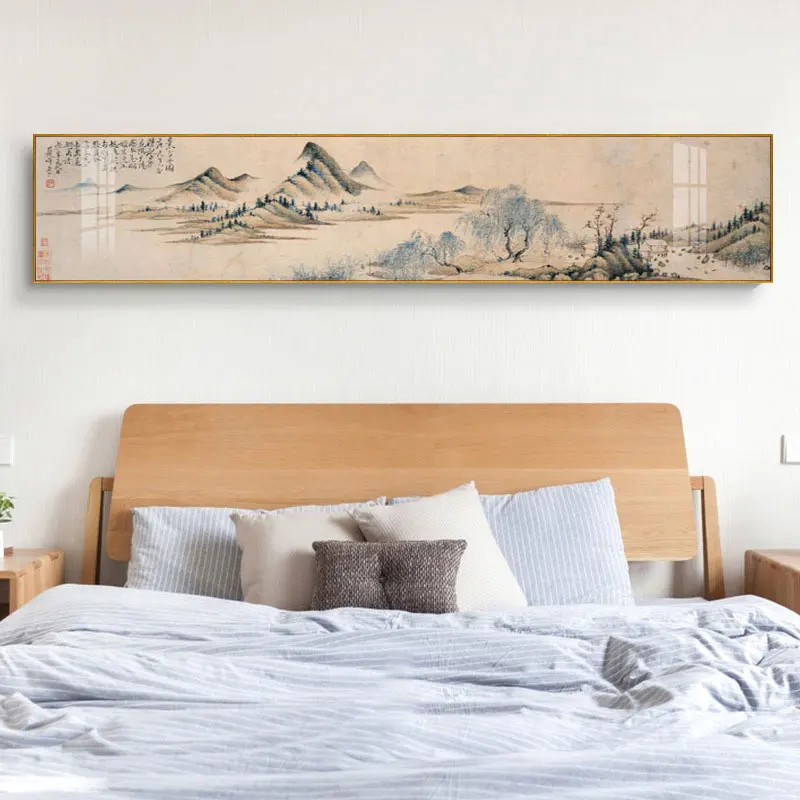 

New Chinese Scenery Style Canvas Print Landscape Large Size Bedside Ornament Wall Picture Painting Poster Art Bedroom Home Décor