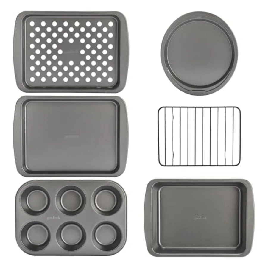 

Everyday Nonstick Toaster Oven 6-Piece Steel Bakeware Set Gray