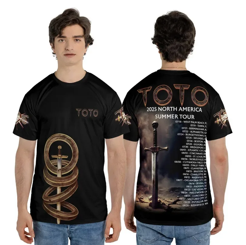 ToTo أمريكا الشمالية جولة الصيف 2025 AOP ثلاثية الأبعاد تي شيرت مطبوعة خفيفة الوزن وتنفس جولة الرقبة قصيرة الأكمام تي شيرت