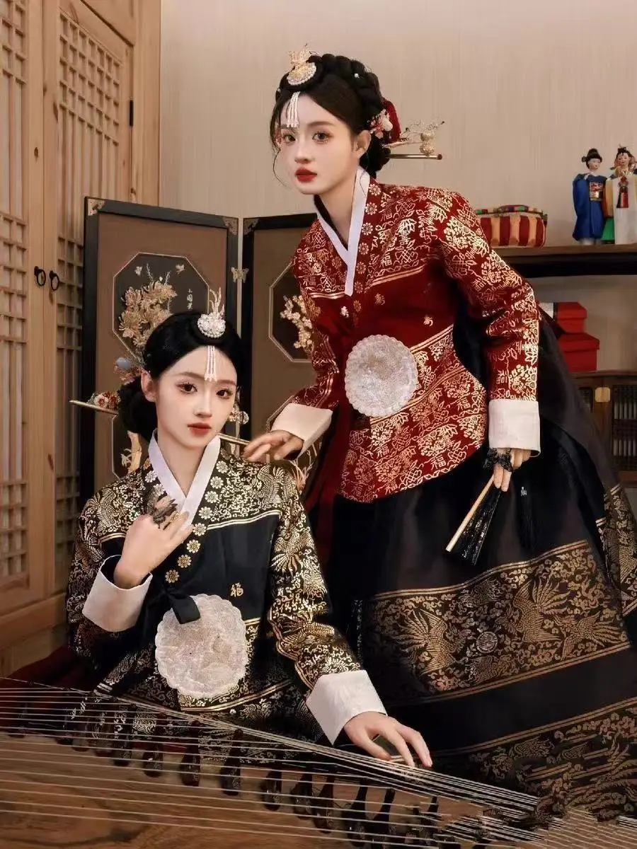 Court Style Hanbok Women's Korean Traditional Costume Hot Silver And Gold Plated Yanji Travel Wedding Photography Dress High-end