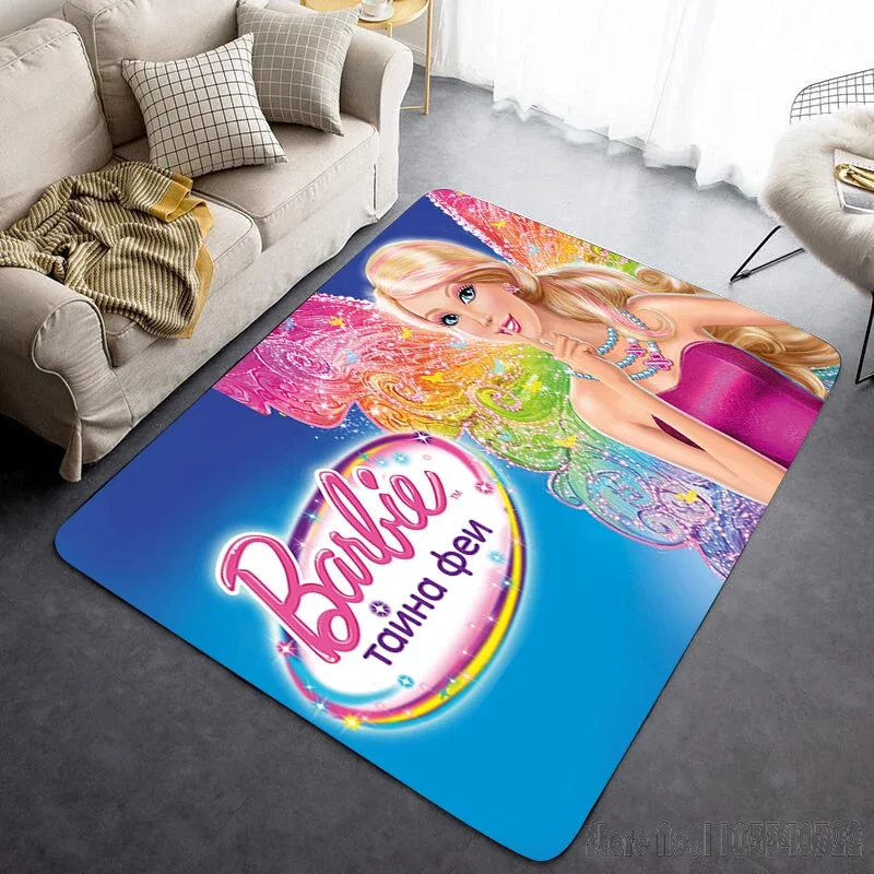 Kawaii Barbie Pattern Cartoon Rug Carpets 80x120cm Decor for Bathroom Kids Floor Mat Living Room Children's Bedroom Sofa