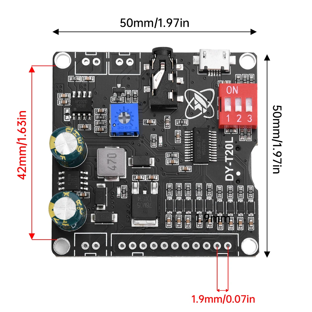 DY-T20L DC6-35V 10W/20W voice MP3 playback control module one-on-one trigger audio module supports USB flash drive TF-T20L Micro