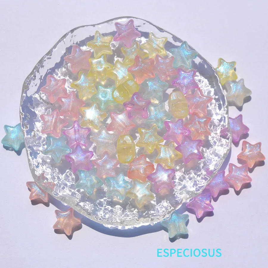 11MM Jelly Color Luminous Pentagram Beads Departments Multi Color Star Spacer Bracelet Necklace Fittings DIY Jewelry Accessories