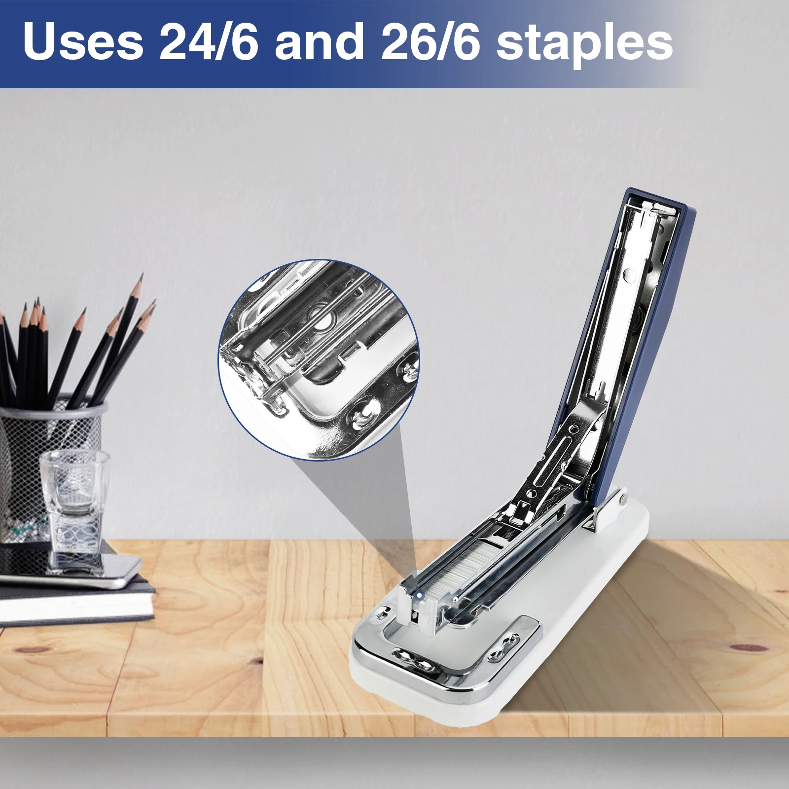 EAGLE 360 Degree Rotating Desk Stapler Swing-Arm Swivel Stapler  Desk Staplers with 1000 Staples for Booklet or Book Binding