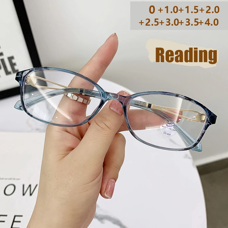 Neue blendfreie Lesebrille für Damen, modische Mittel-Erwachsenenbrille mit HD-Blendschutzrahmen, Lesebrille 1912