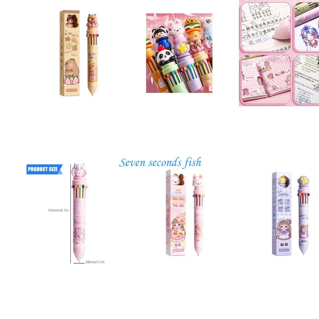 

L74B Cartoon Animal Ballpoint Pen 10 in 1 Multicoloured Ballpoint Pen for Students