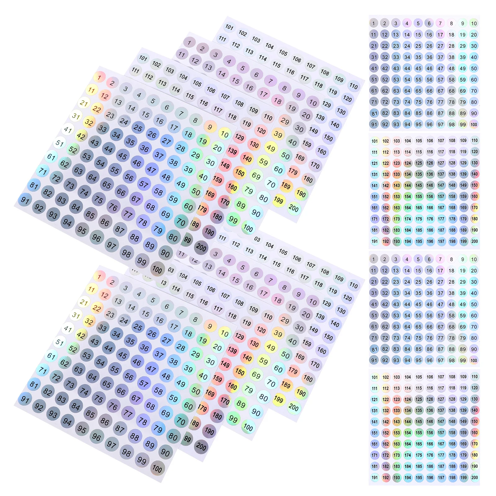 

20 Sheets Color Changing Number Stickers 10mm Diameter 1 200 Numbers Classification Labels for Folders Storage ganization DIY
