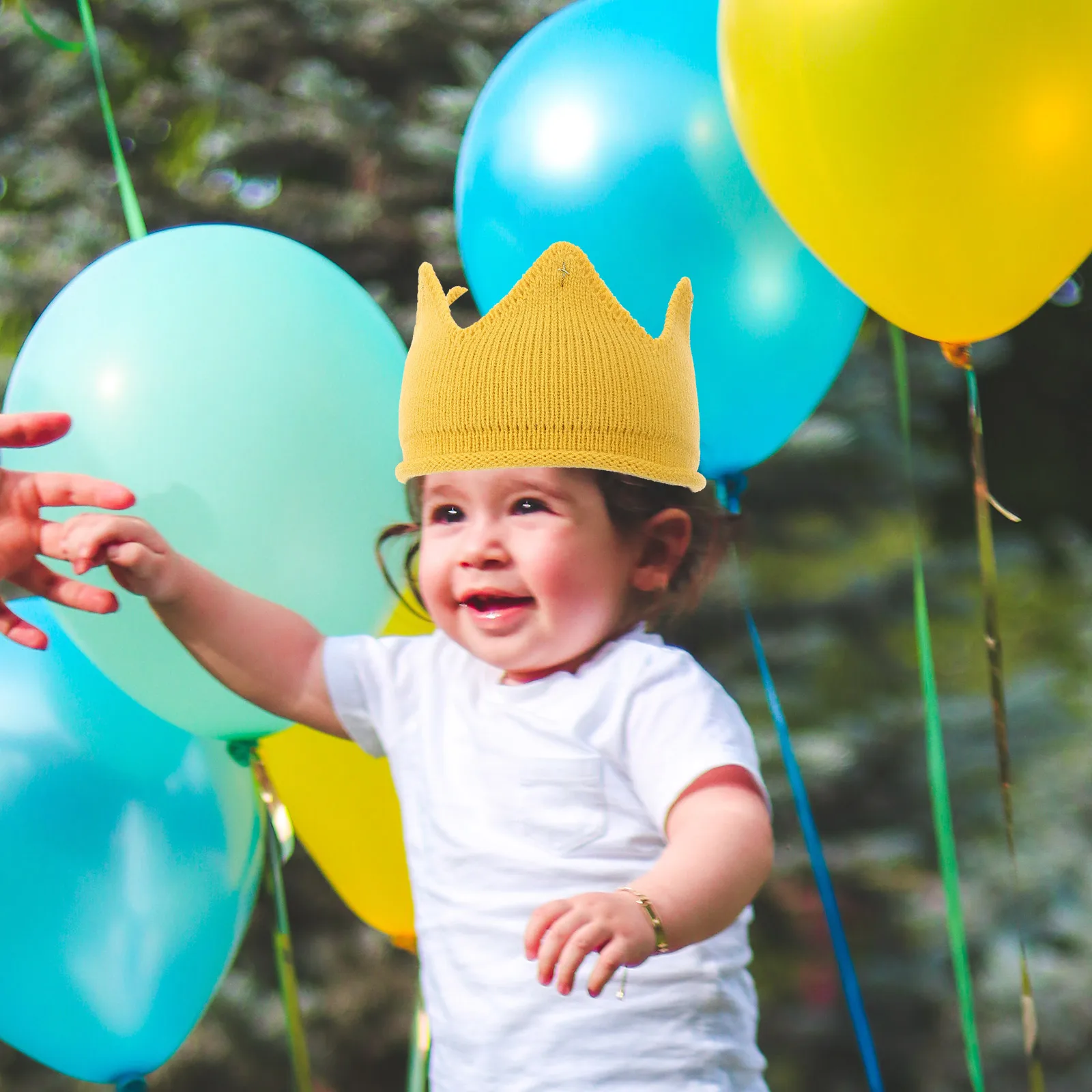 Stirnbänder für Kleinkinder, Jungen, Babykleidung, Kronenmütze, Wintermütze, gelb, gestrickt, Mädchen