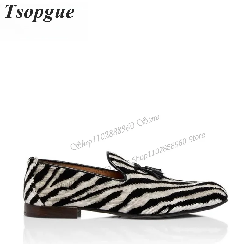 Mixed Color Flock Animal Print Shoes For Men Men's Pumps High Quality Casual Runway Party Shoes 2023 Fashion Zapatillas Mujer