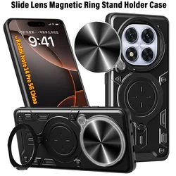 Slide Lens Armor Funda for Redmi Note 14 Pro 5G China Case for Xiaomi Redmi Note 14 Pro 5G Case Magnetic Ring Stand Cover