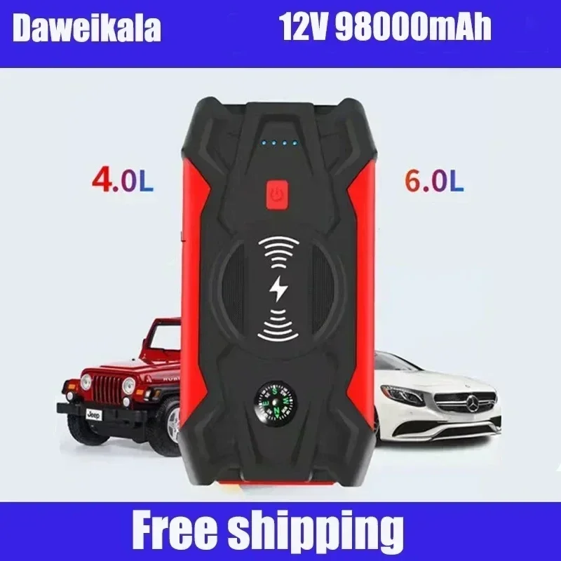 

2025 New12V98000mAhmah Car Jump Starter Power Bank Portable Car Battery Booster Charger 12V Starting Device Diesel Car Starter