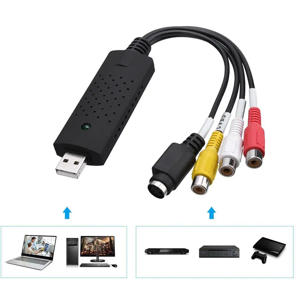 

USB Audio Video Capture Card Adapter With USB Cable USB 2.0 To RCA Video Capture Converter For TV DVD VHS Capture Y1X3