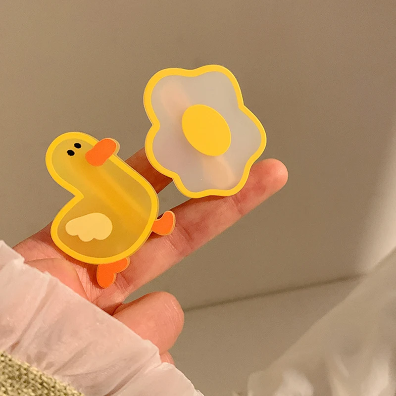 Super Cute Cartoon Yellow Duck Poached Egg Fringe Side Girl Hair Clip Spring Cute Cartoon Kawaii Sweet Princess Hair Clip