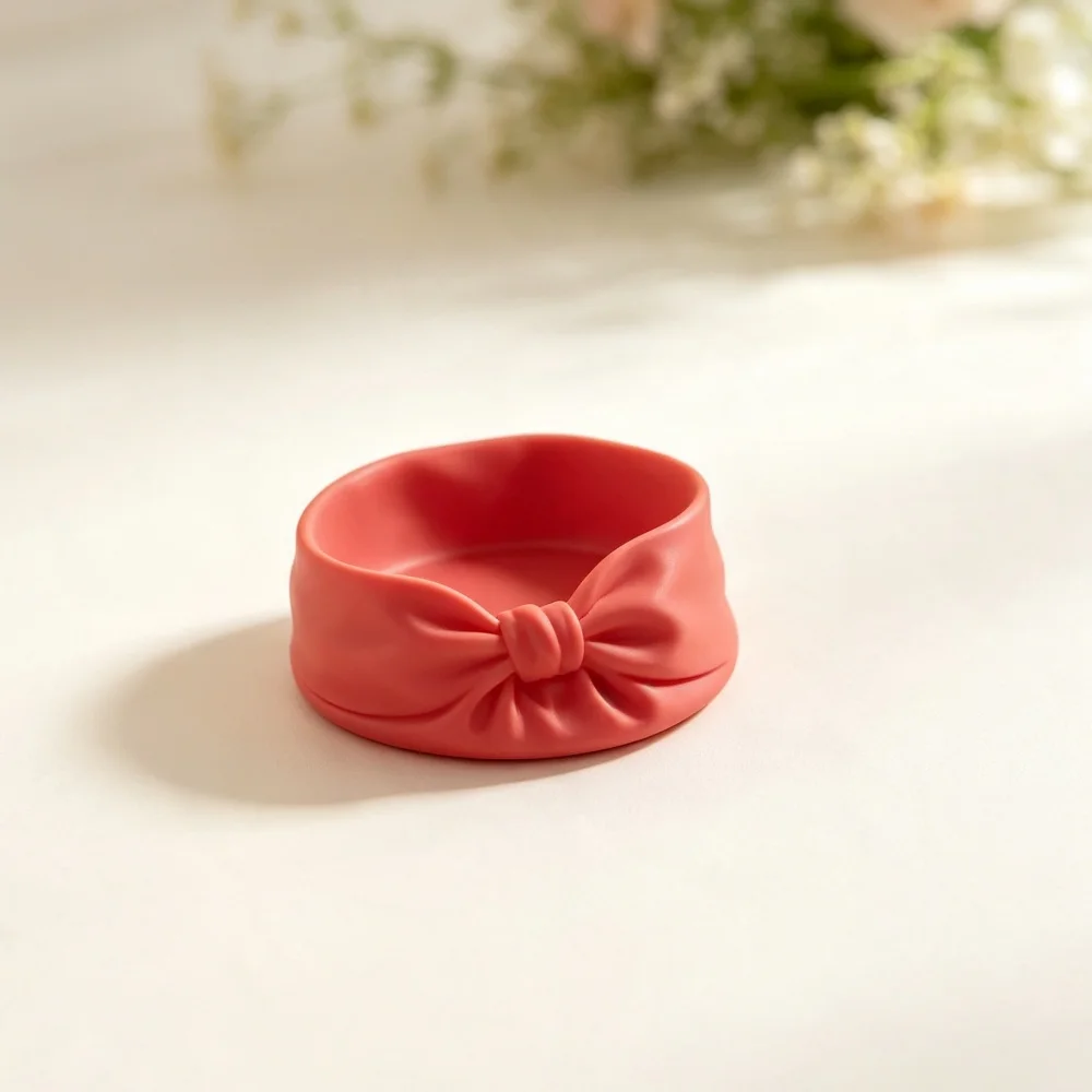 3D Printed Red Bow Jewelry Tray Cute Ribbon Shaped Trinket Dish Organizer For Vanity Desk And Sweet Bedroom Storage Decor