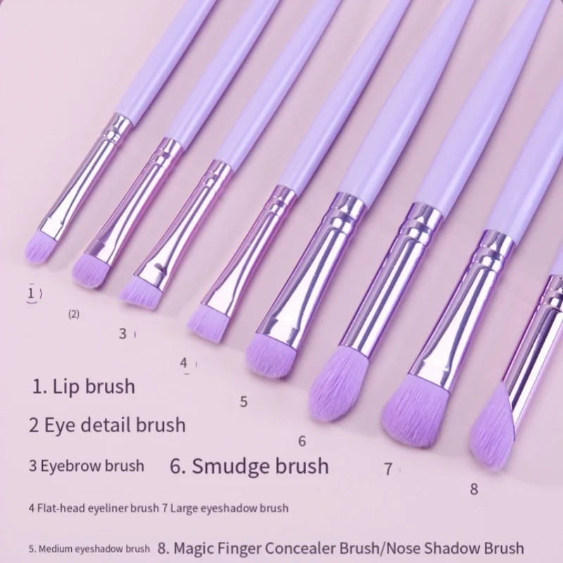 8 pçs/sets pincéis de maquiagem dos olhos profissional cabelo macio corretivo cosmético sombra kabuki ferramentas de mistura sobrancelha olho detalhe escova