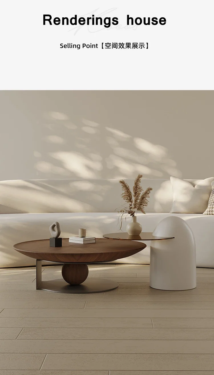 

Medieval style round household walnut color parquet simple modern Italian minimalist
