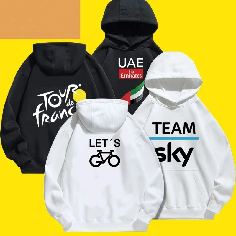 

New Arrival Cycling Team UAE Team Cotton French Cycling Hooded Sweatshirt Men Women Winter Sportswear Street Cycling Jacket Tops