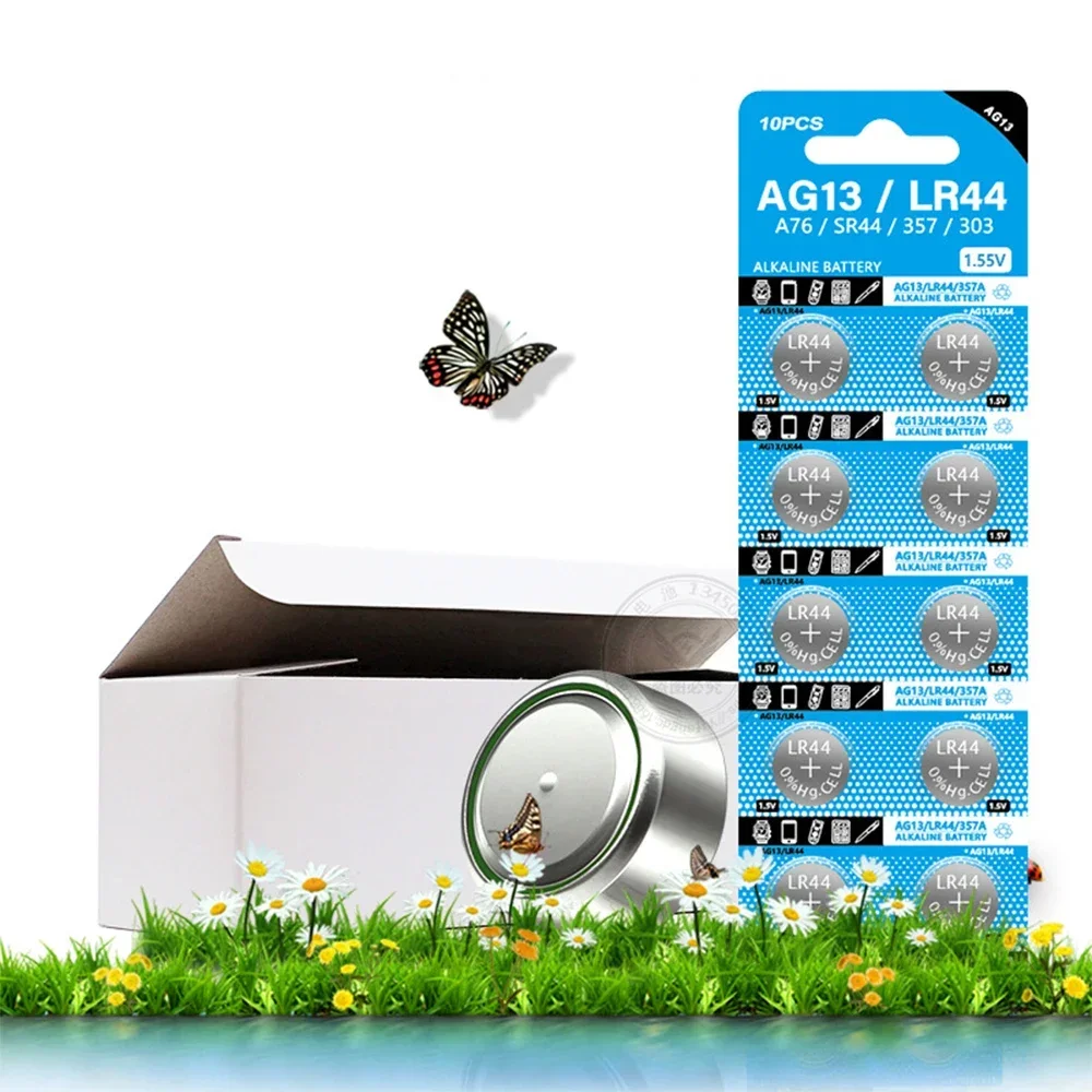 10-100PCS AG13 LR44 1.5V Alkaline Button Cell Batteries for Computer Motherboard Key Fob Thermometer L1154 SR44