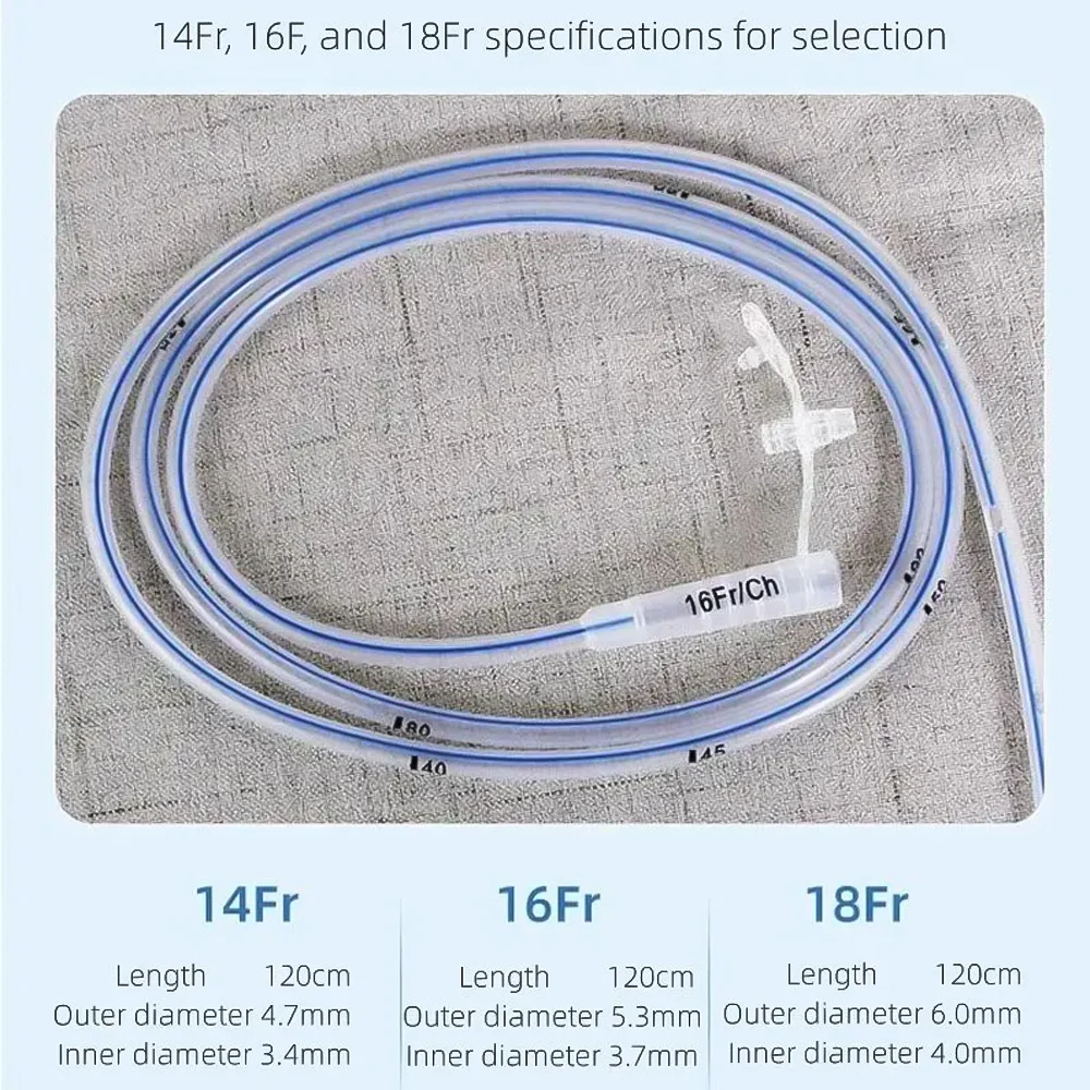 1/10Pcs 120cm Sterile Supports Disposable Silicone Gastric Tube Nasal Feeding Tube Comfortable Gastric Tube 14Fr/16Fr/18Fr 120cm