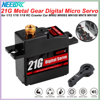 NEEBRC 21G Metal Gear Waterproof Dgital RC Servo for 1/14 1/16 1/18 RC Car Drone Boat Hyper Go 14209 14210 MN99S MN82 MN78 WPL