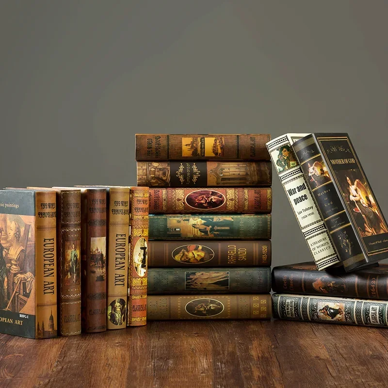 

5pcs European Retro Fake Book Study Prop Books Decoration Living Room Cabinet Simulation Books Accessories Gift Home Decor Model