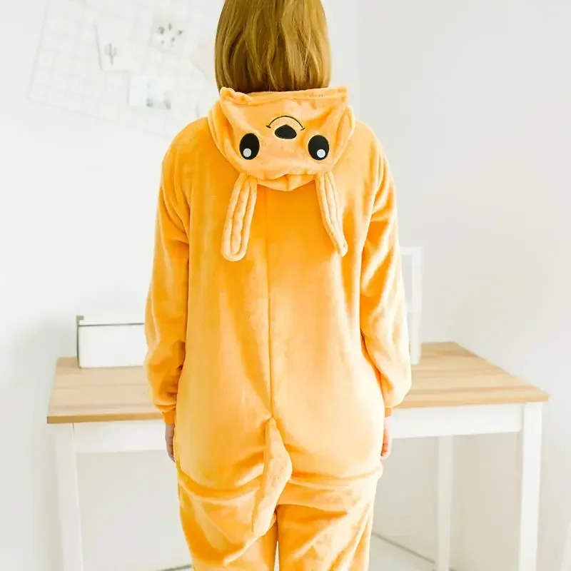 HKSNG Animal Adult Kangaroo Kigurumi Onesie Pajamas Flannel Cartoon Family Party HalloweenCosplay Costume Sleepwear Zipper