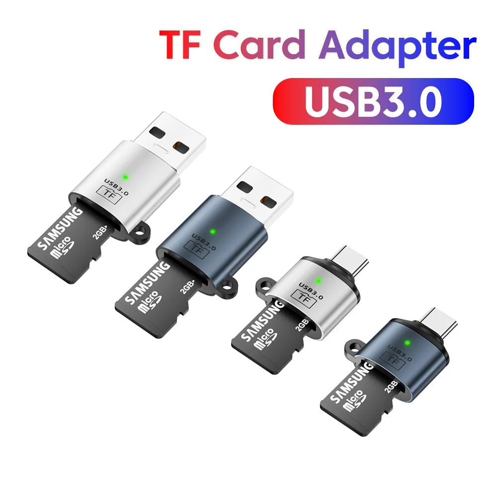 Leitor de cartão tipo c/usb, usb3.0 para cartão de memória tf, adaptador de leitor de transferência de dados de alta velocidade para celular, pc, acessórios para laptop