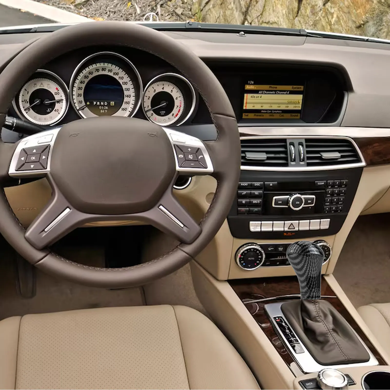 

Enhance For Mercedes W203 CL203 S203 W209 Interior with 6 Speed Carbon Fiber Style Gear Shift Knob for Smooth Shifting