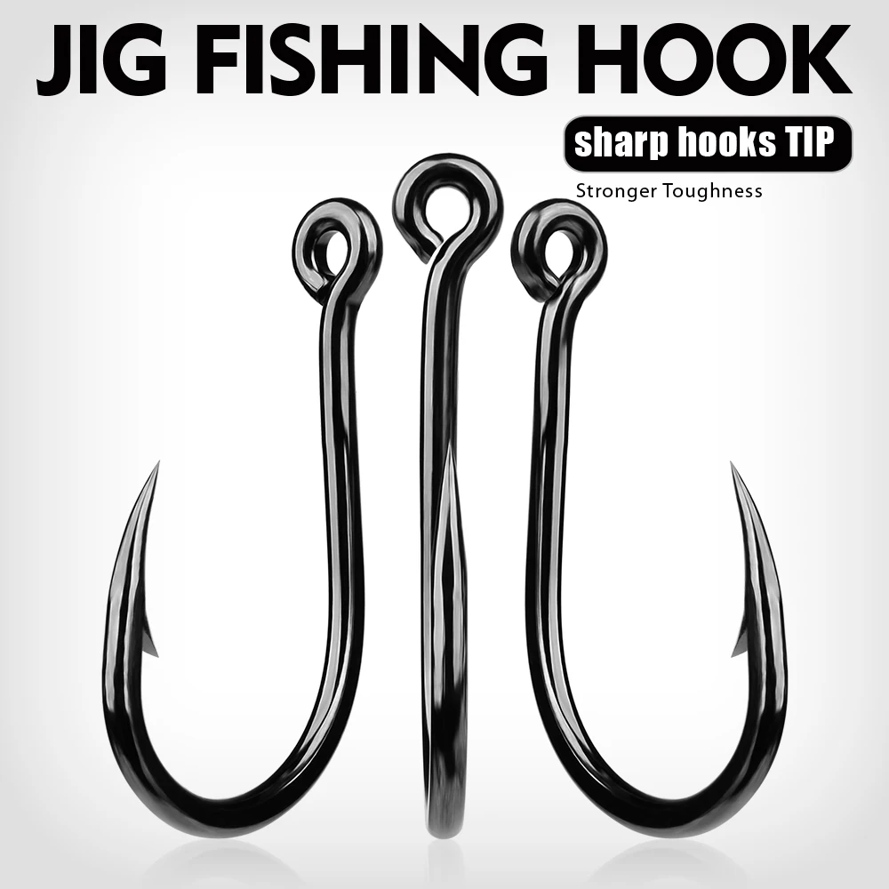 PROBEROS 10pcs High-carbon Steel Fishing Hooks Barbs, Sea Fishing and Rock Fishing Single Hooks Size 1/0#-10/0#