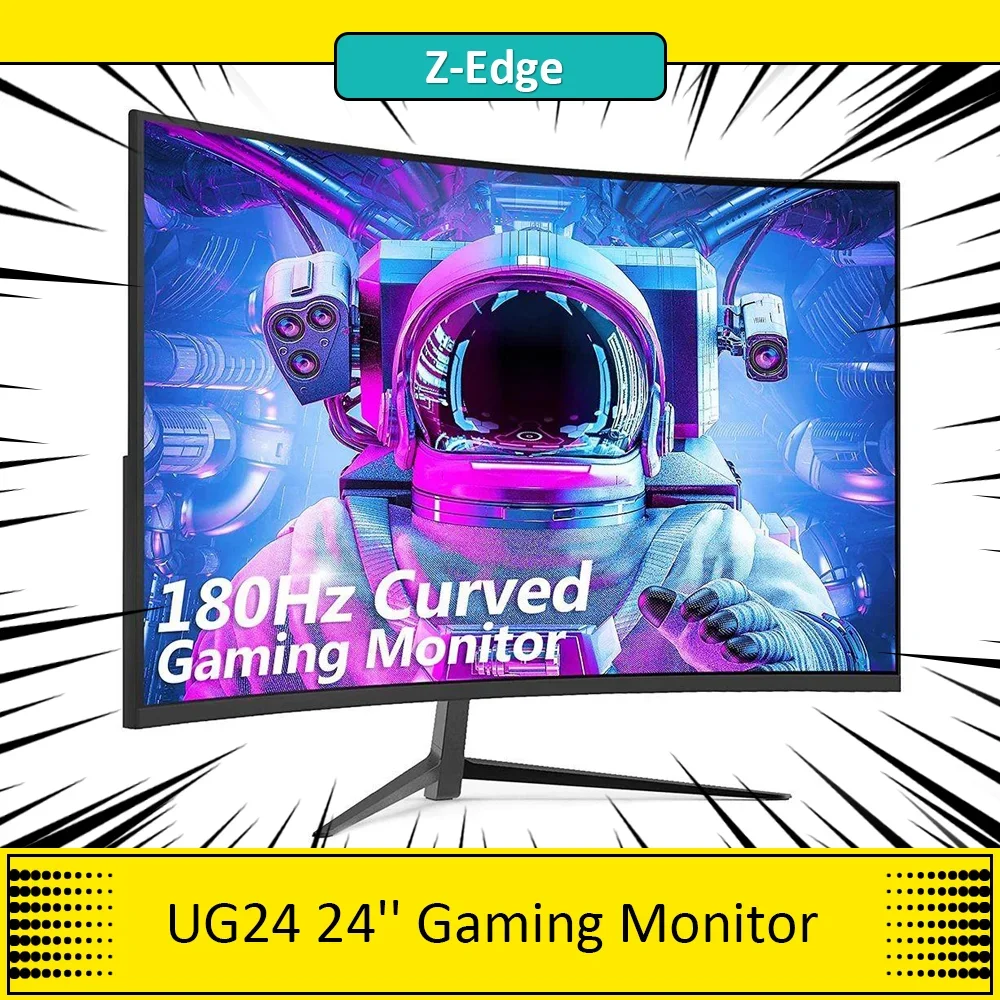 Z-Edge UG24 24'' Curved Gaming Monitor 16:9, 180Hz Refresh Rate, 1ms MPRT FHD 1080 Gaming Monitor AMD Freesync Premium Displa